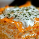 Cheesy Buffalo Chicken Lasagna with Ranch Drizzle