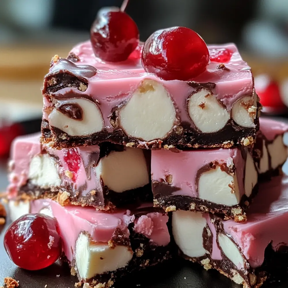 Cherry Marshmallow Fudge Bars