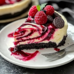 Raspberry Swirl Cheesecake with Oreo Crust