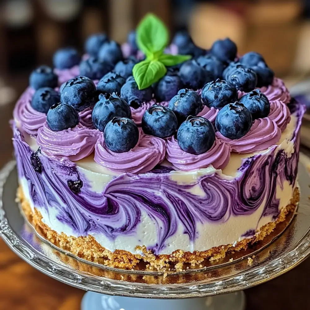 No-Bake Blueberry Swirl Cheesecake