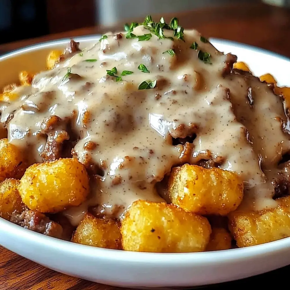 Tater Tot Breakfast Bowl with Sausage Gravy