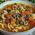 Hamburger Noodle Soup with Tomatoes and Parmesan