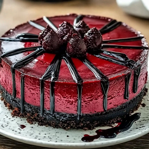 Red Velvet Cheesecake with Chocolate Drizzle