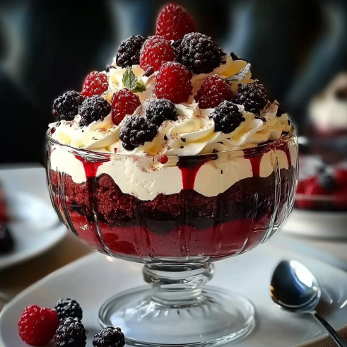 Red Velvet Trifle with Berries & Cream