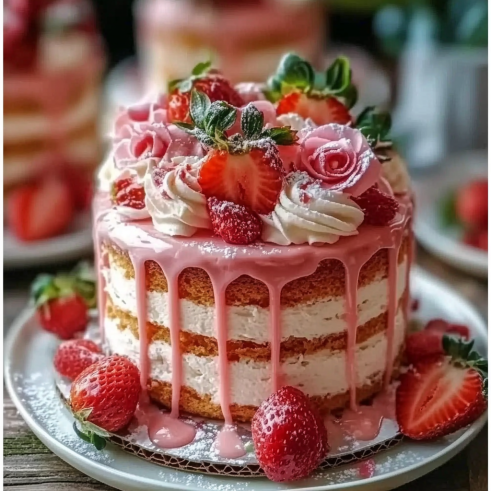 Strawberry Drip Cake