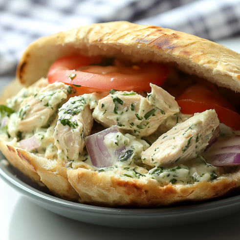 Greek Chicken Pita with Tzatziki Sauce