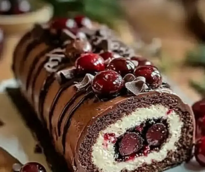 Chocolate Cherry Swiss Roll