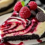 Raspberry Swirl Cheesecake with Oreo Crust