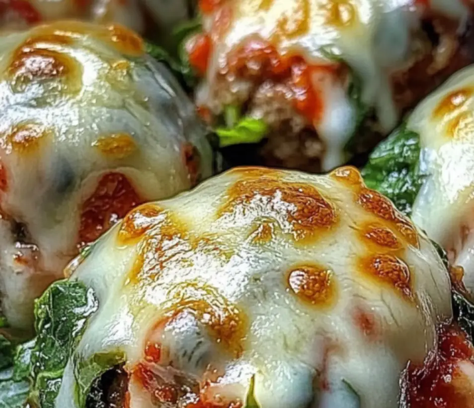 Cheesy Baked Spinach Meatballs