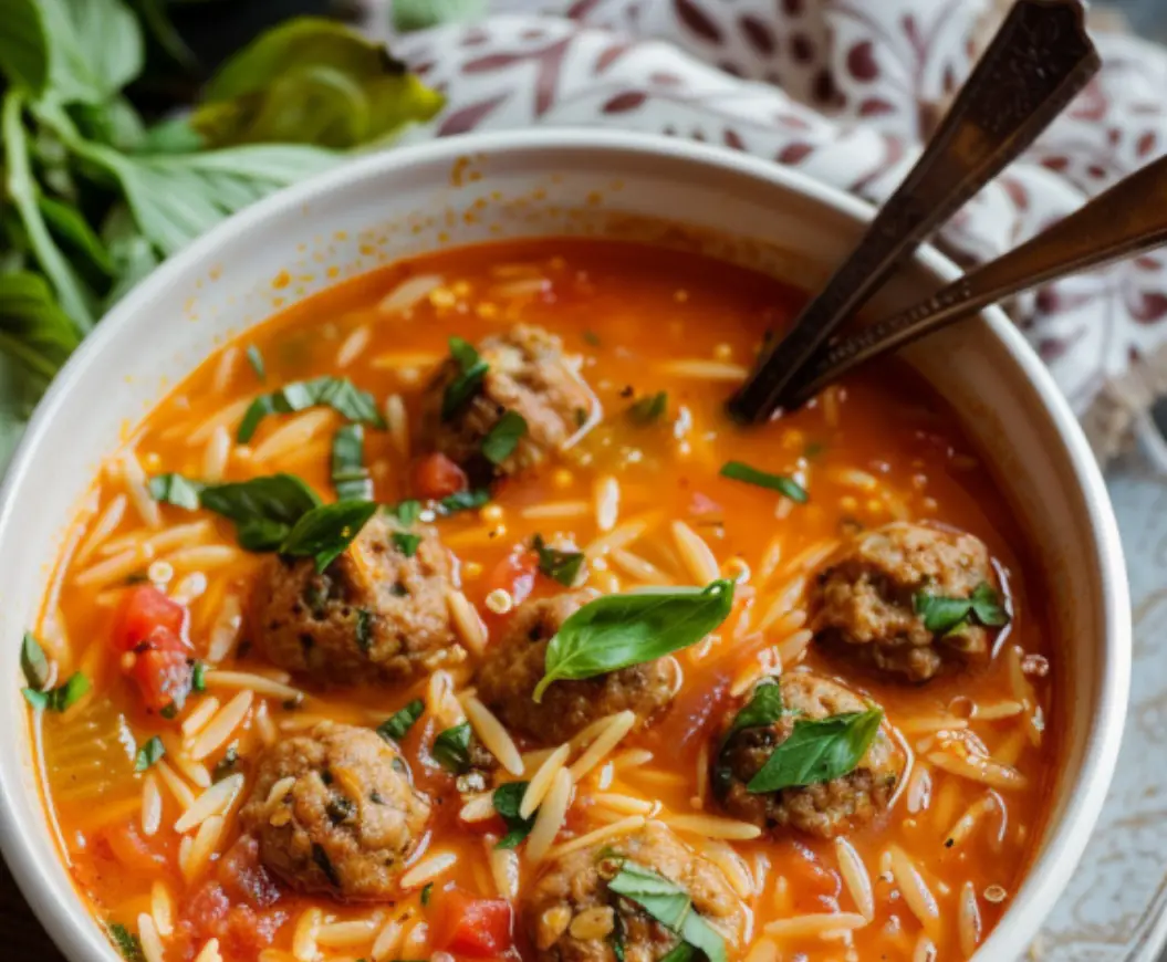 Italian Meatball Orzo Soup