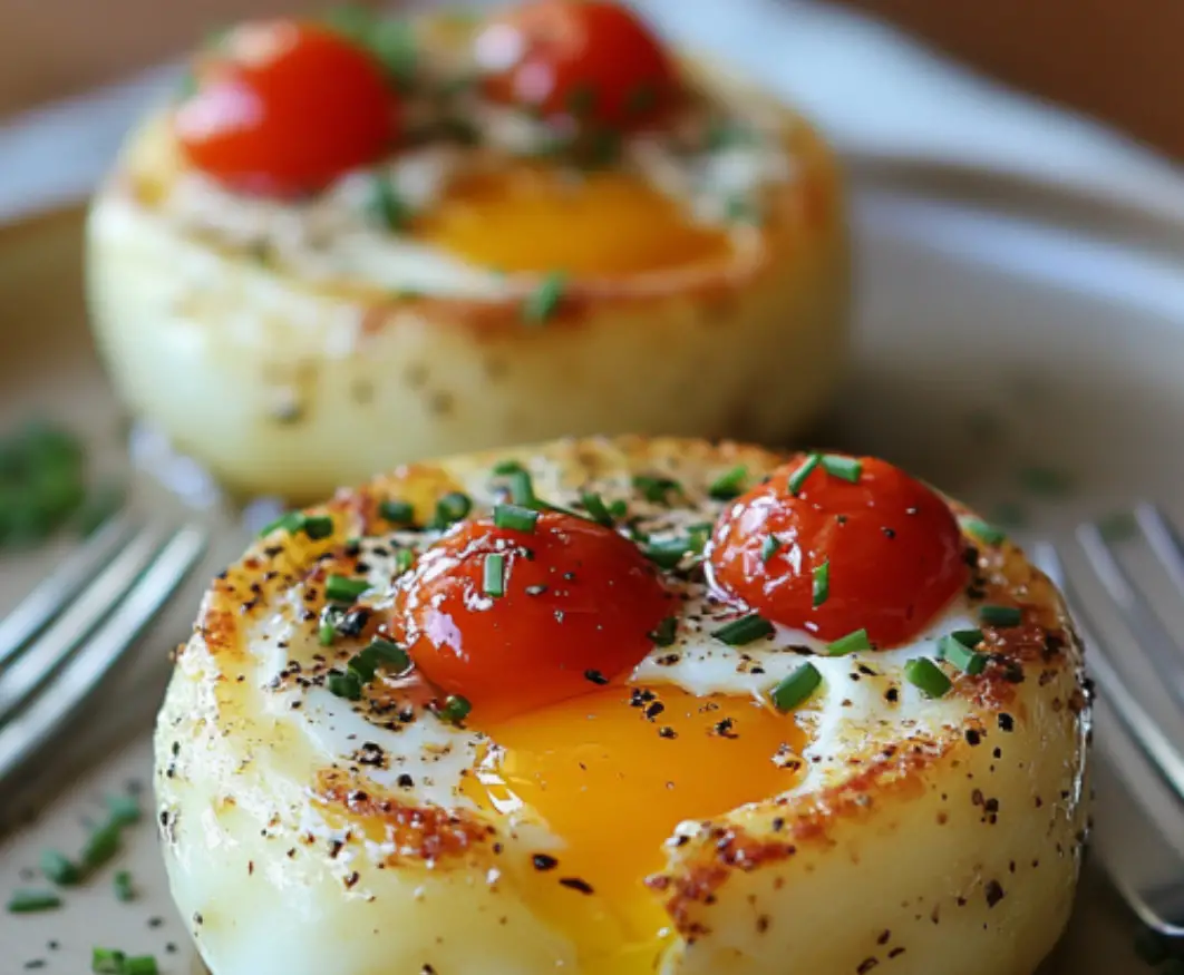 Baked Egg and Potato Nests with Cherry Tomatoes
