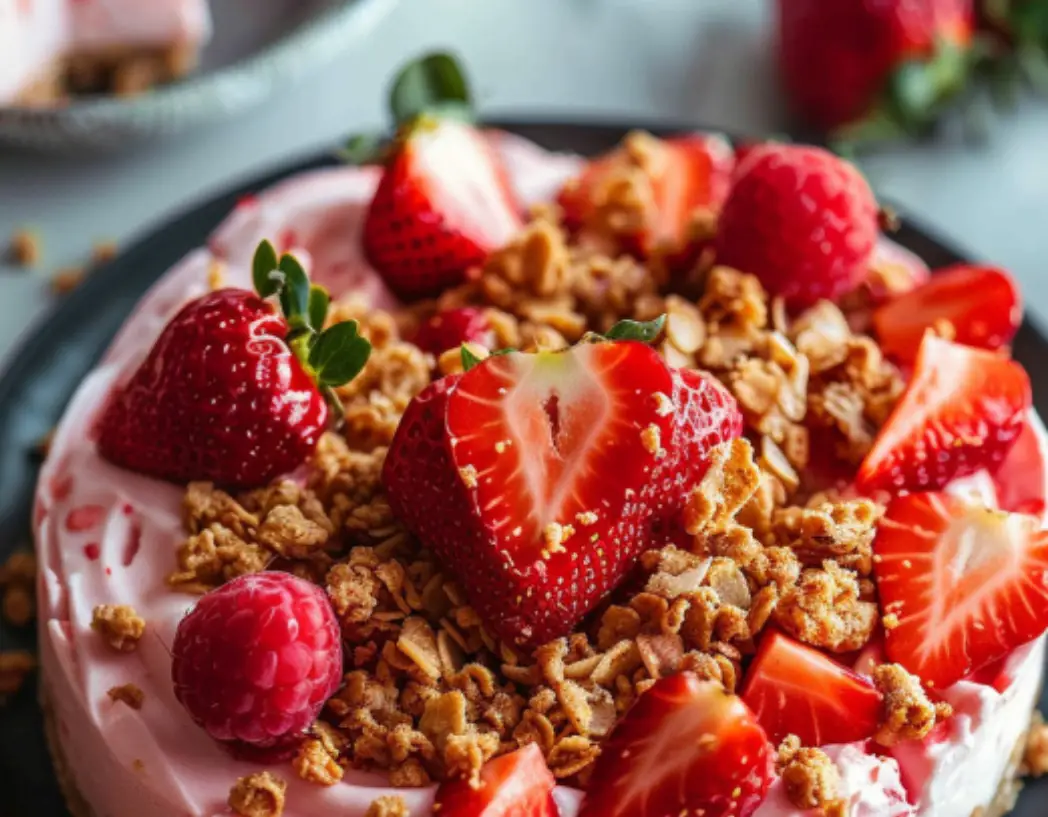 No-Bake Strawberry Crunch Cheesecake