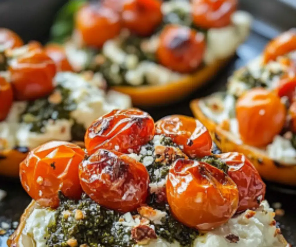 Roasted Sweet Peppers with Whipped Ricotta and Cherry Tomatoes