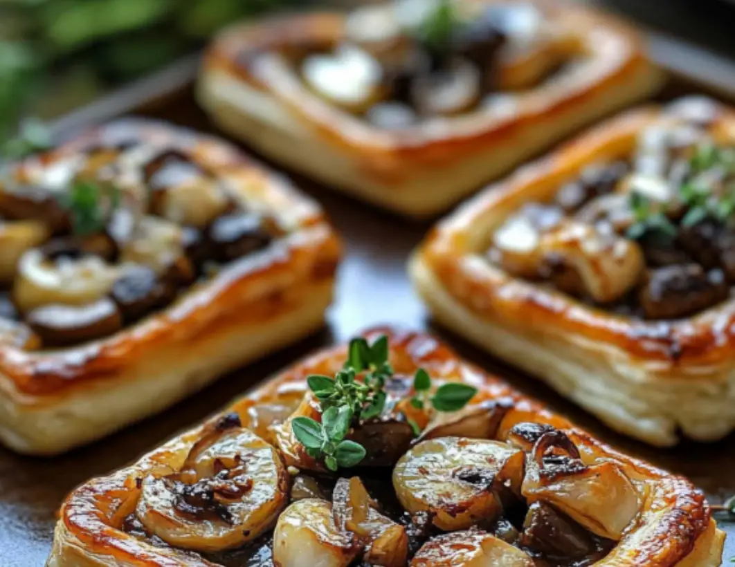 Caramelized Mushroom Puff Pastry Tarts