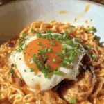 Creamy Spicy Ramen with Grilled Chicken and Egg