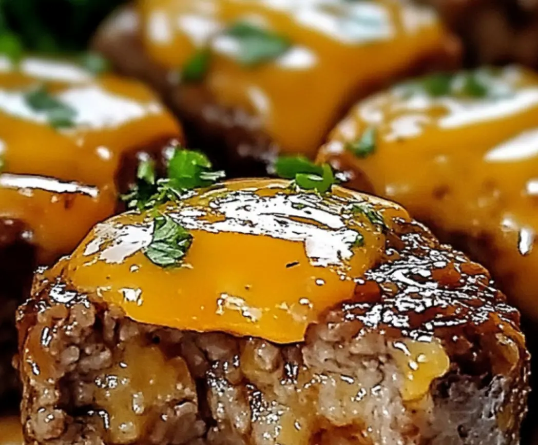 Cheddar-Stuffed Mini Meatloaves with Gravy