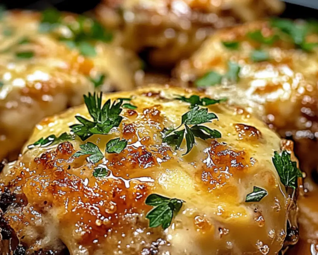 French Onion Stuffed Burgers with Melted Cheese