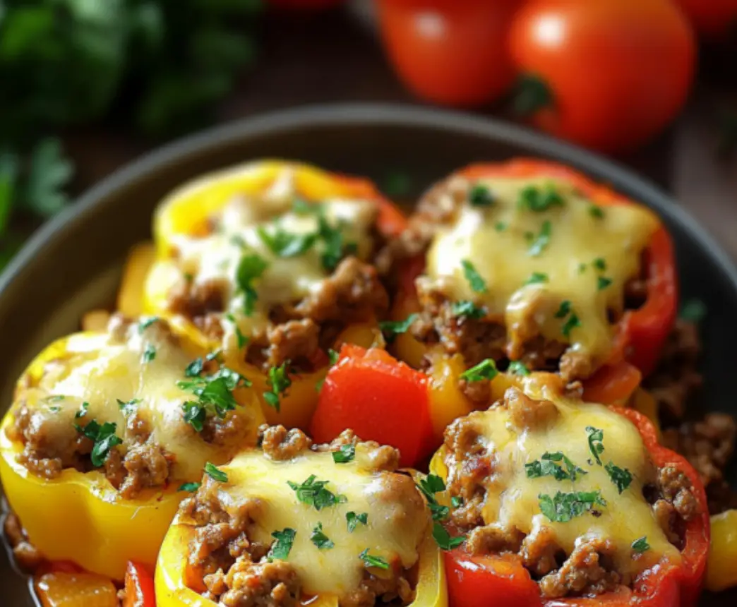 Stuffed Bell Peppers with Ground Beef