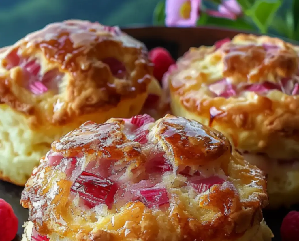 Rustic Rhubarb and Cream Biscuits