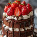 Strawberry Chocolate Layer Cake with Whipped Cream 3 Strawberry Chocolate Layer Cake with Whipped Cream
