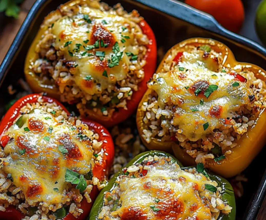 Stuffed Bell Peppers with Rice & Veggies