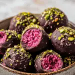 Dark Chocolate Pistachio Raspberry Truffles 3 Dark Chocolate Pistachio Raspberry Truffles