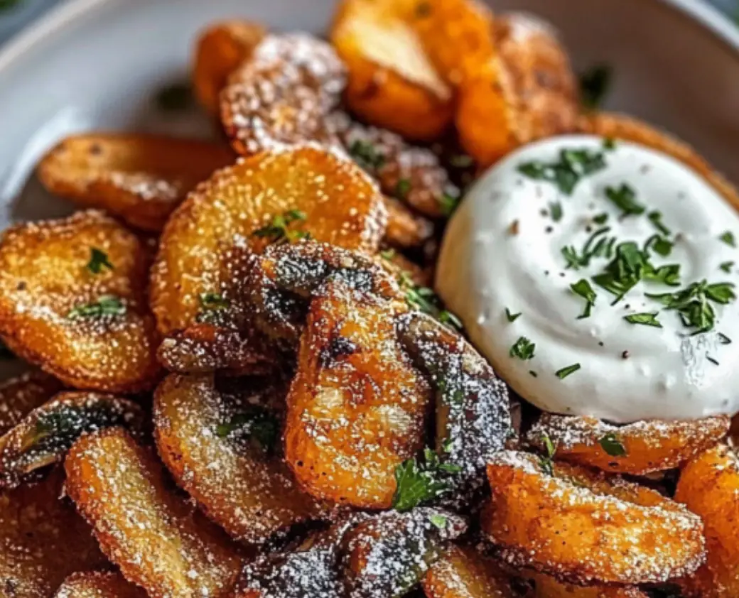 Crispy Fried Potatoes and Mushrooms