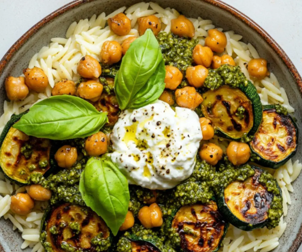 Zucchini Slices and Crispy Chickpeas