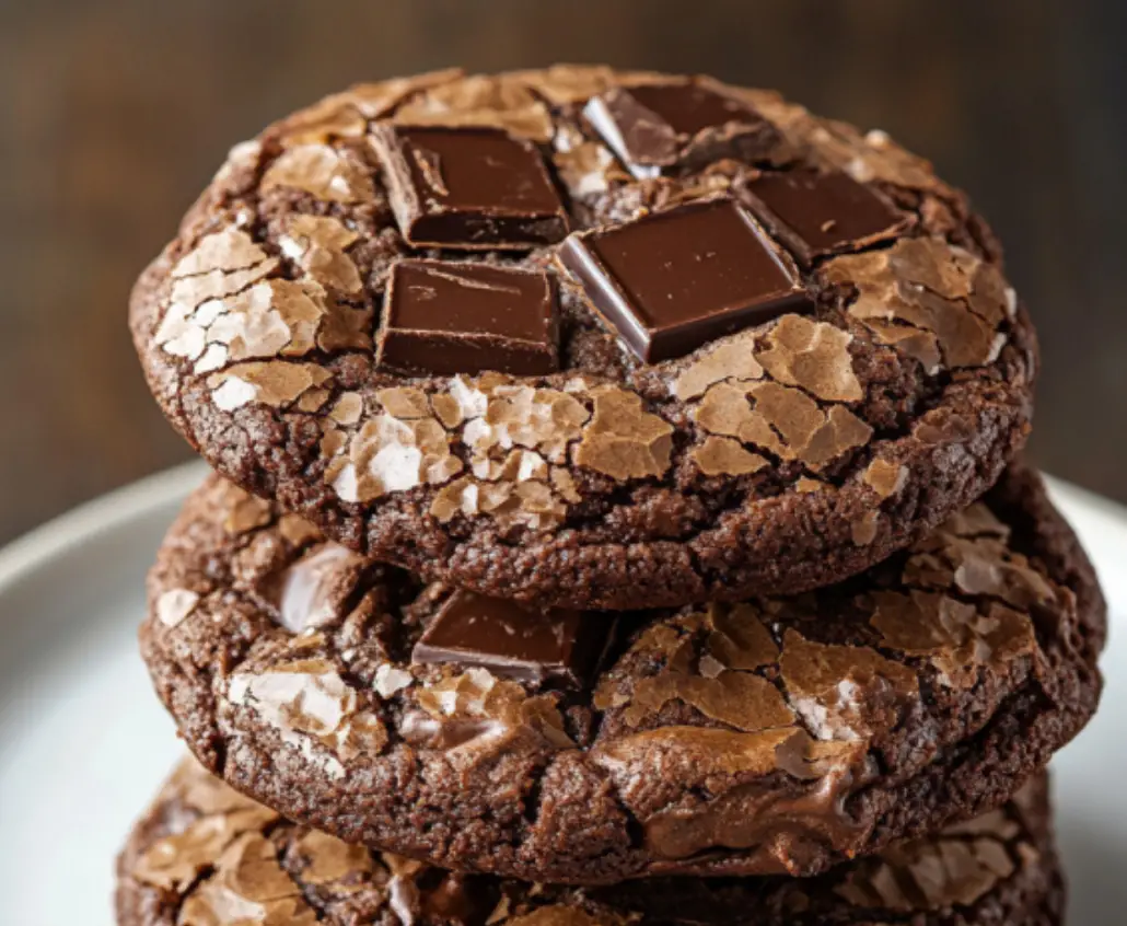 Fudgy Double Chocolate Chunk Cookies