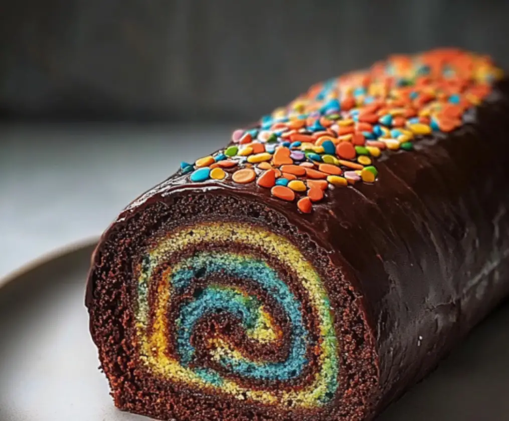 Rainbow Chocolate Roll Cake