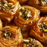 Pistachio Baklava Nests with Honey Syrup