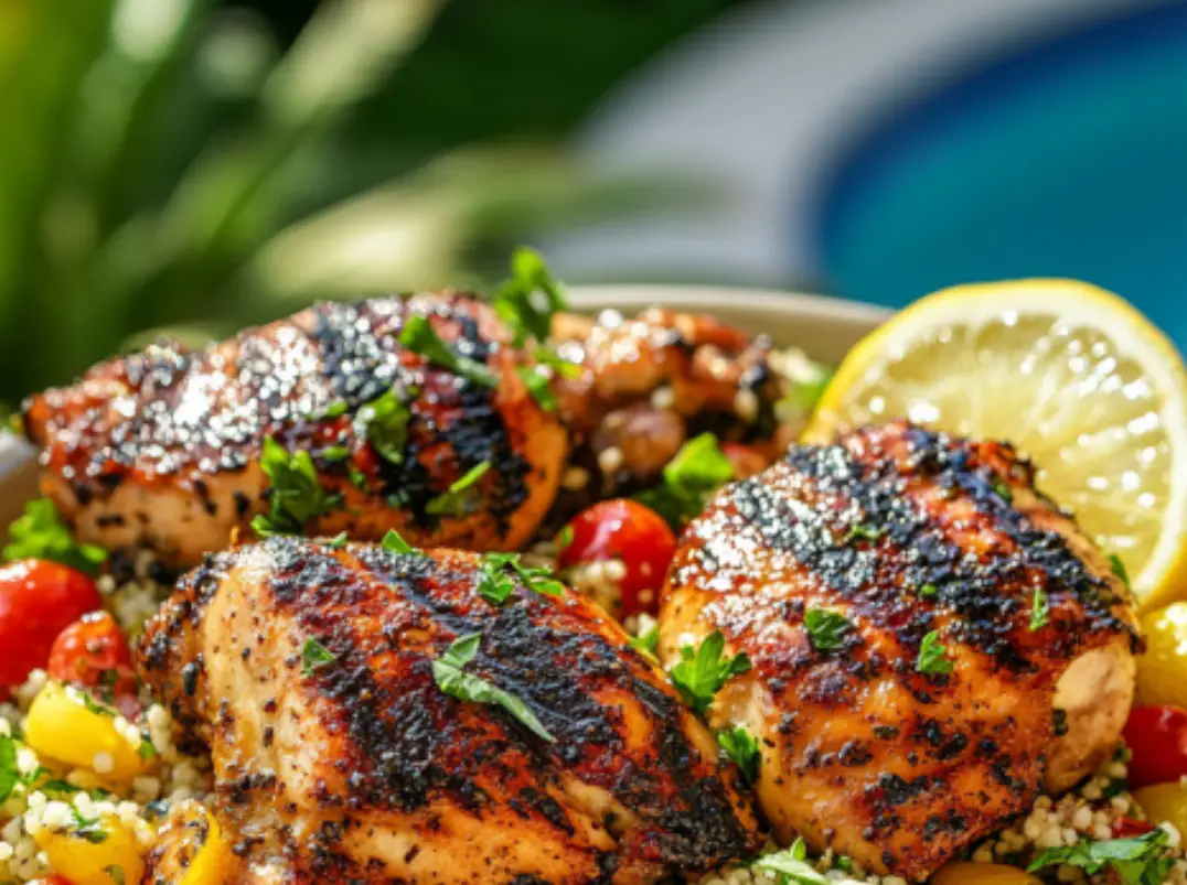 Grilled Lemon Herb Chicken Thighs with Couscous