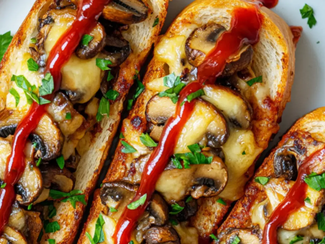 Mushrooms and Melted Gooey Cheese