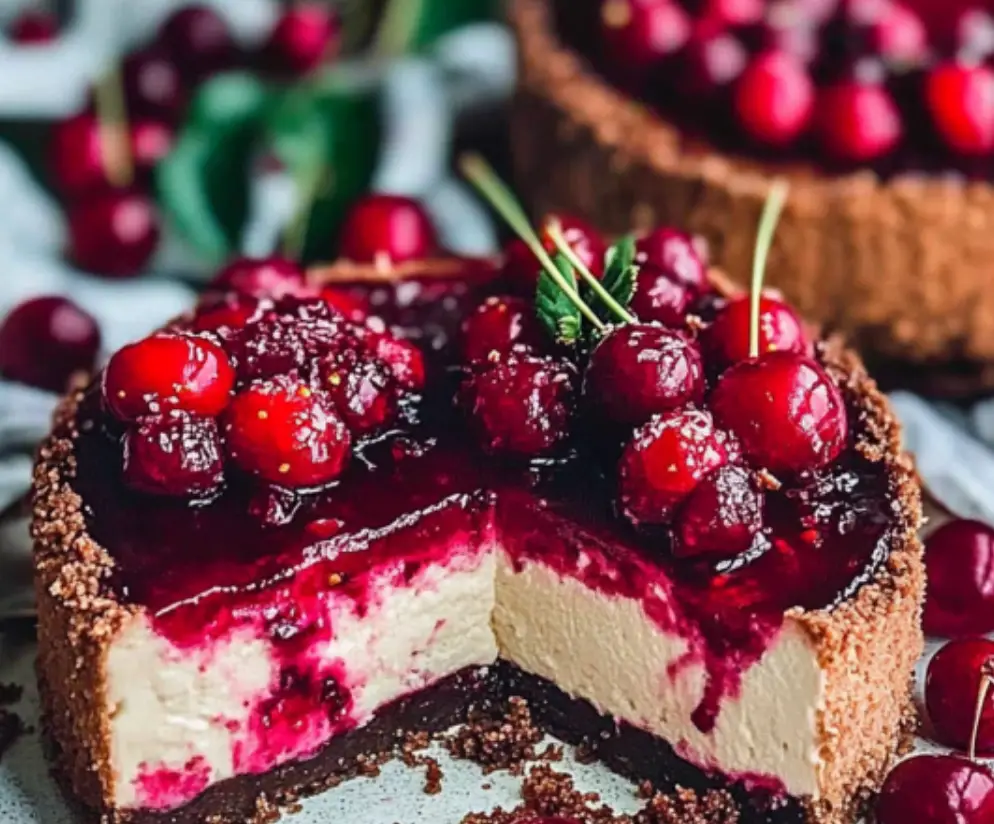 Vegan Cheesecake with Cherries