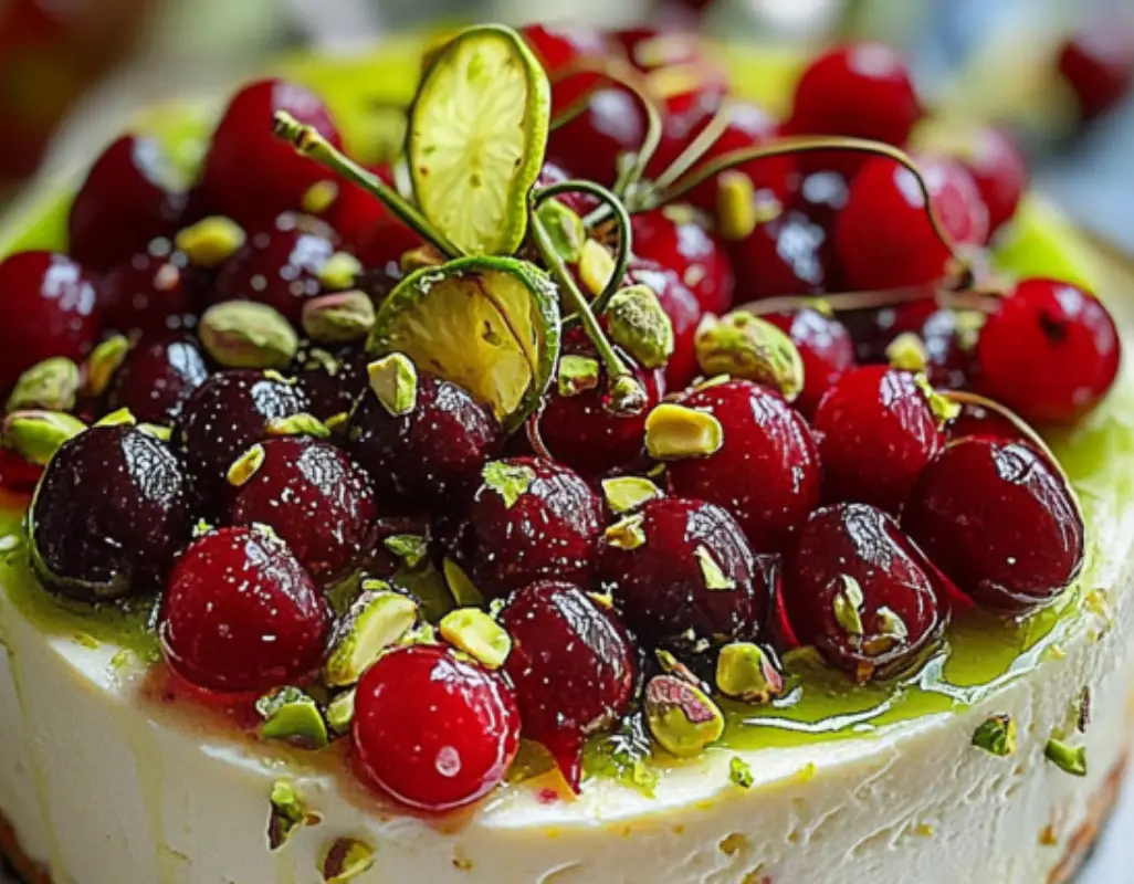 Cherry Pistachio Cheesecake