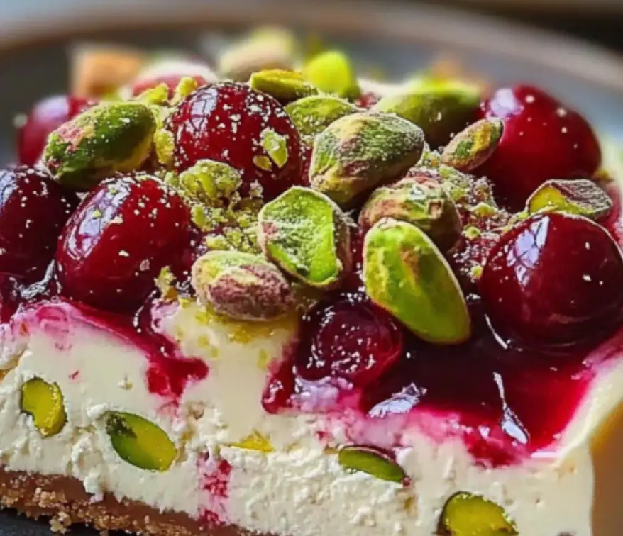 Lemon-Lime Cherry Pistachio Cheesecake