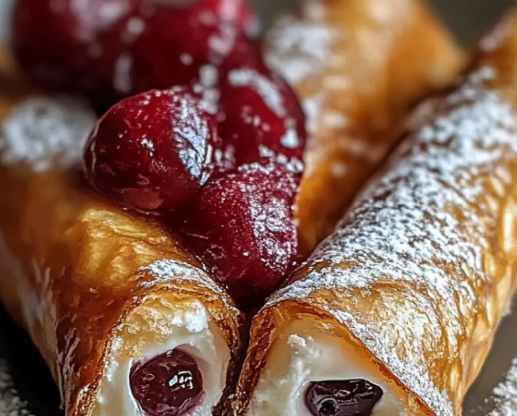 Cherry-Filled Cannoli with Ricotta Cream