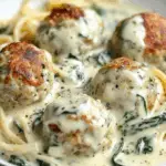 Creamy Chicken Meatballs with Spinach Alfredo Sauce 3 Creamy Chicken Meatballs with Spinach Alfredo Sauce