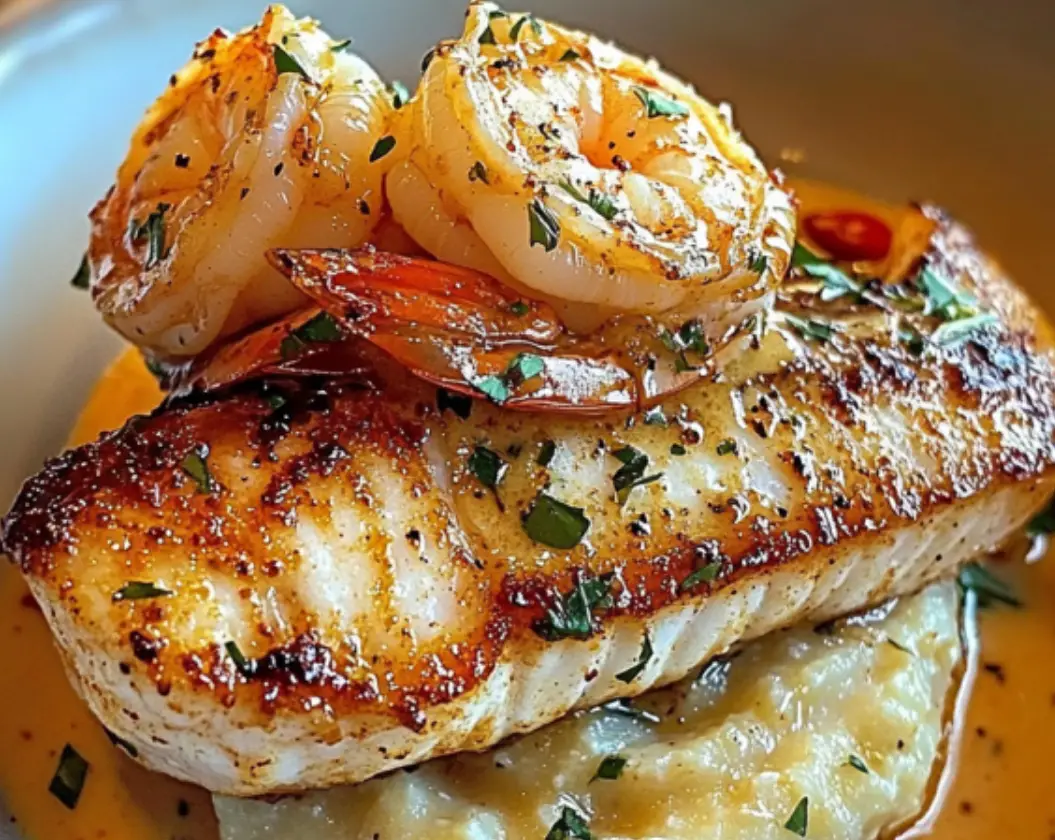 Fish Fillet with Shrimp & Mashed Potatoes