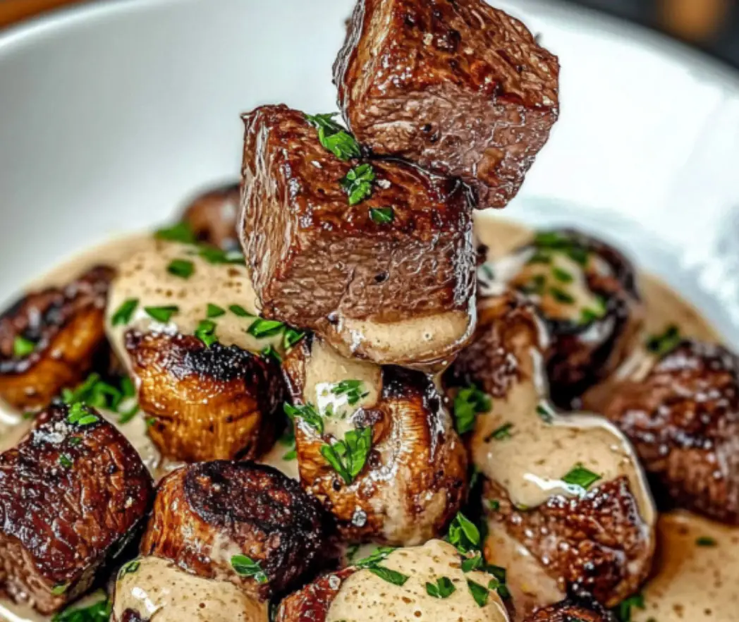 Beef and Mushroom Bites with Sauce