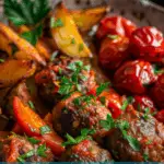 Mediterranean Meatballs with Roasted Vegetables 3 Mediterranean Meatballs with Roasted Vegetables