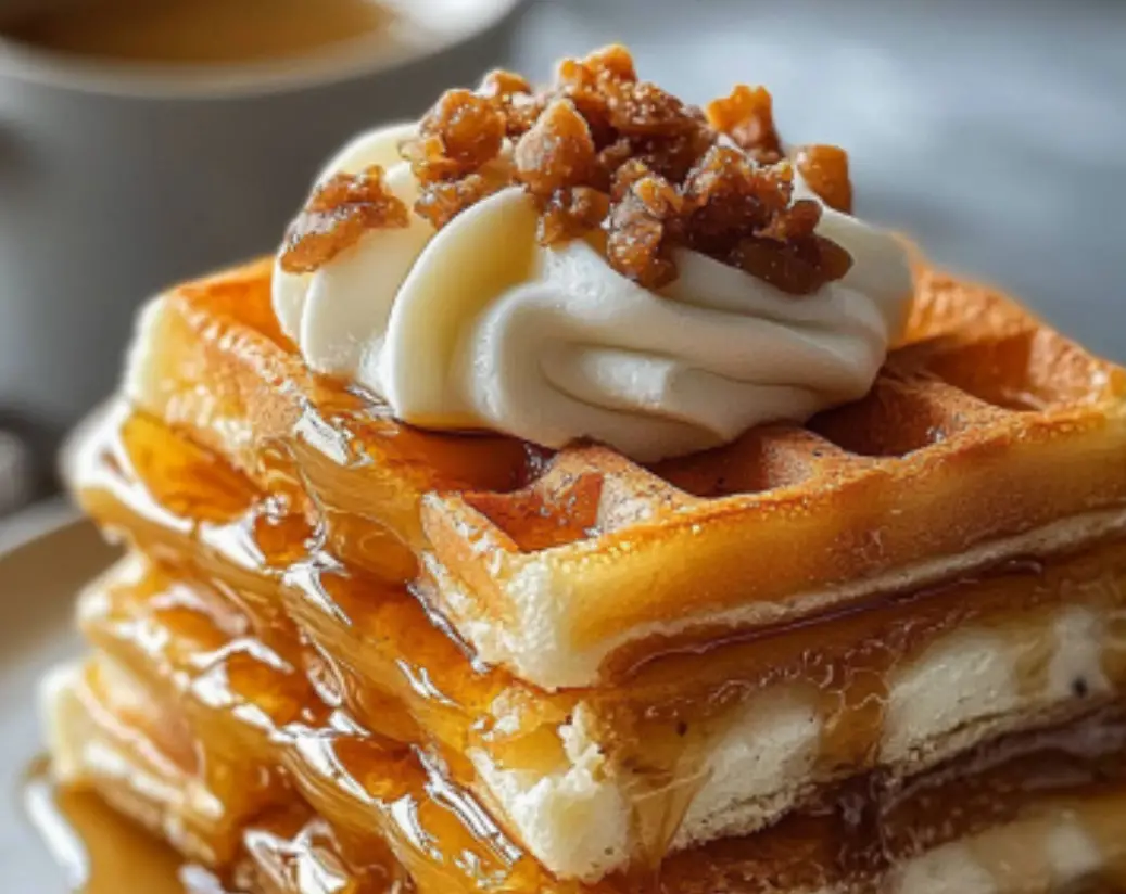 Layered Maple Cream Waffles