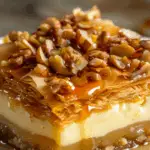Layered Custard Baklava with Nuts and Honey Syrup 3 Layered Custard Baklava with Nuts and Honey Syrup