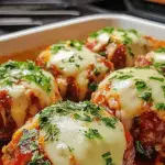 Baked Mozzarella Stuffed Meatballs 3 Baked Mozzarella Stuffed Meatballs