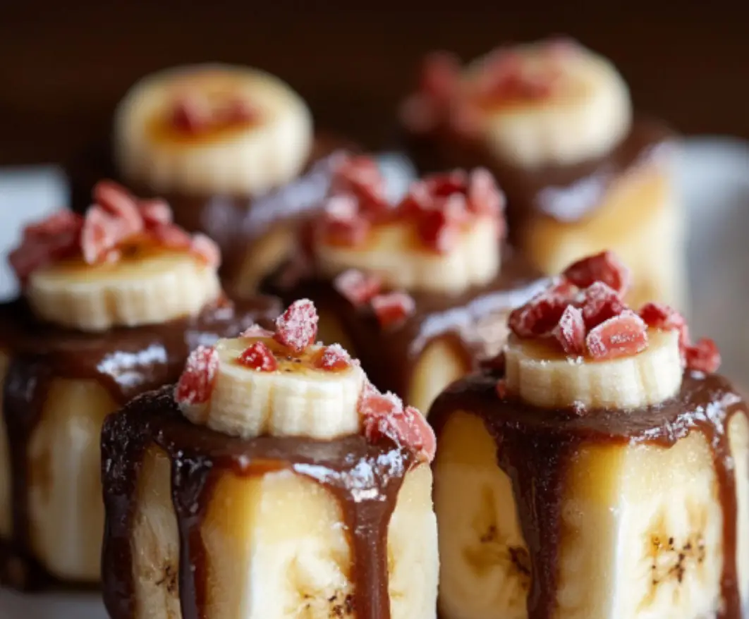 Chocolate Banana Bites with Strawberry Crumble