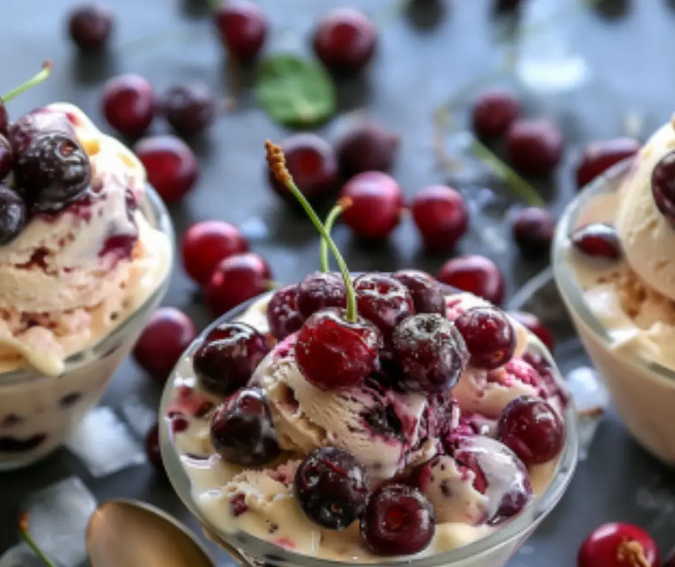 Cherry Vanilla Ice Cream Sundae Cups