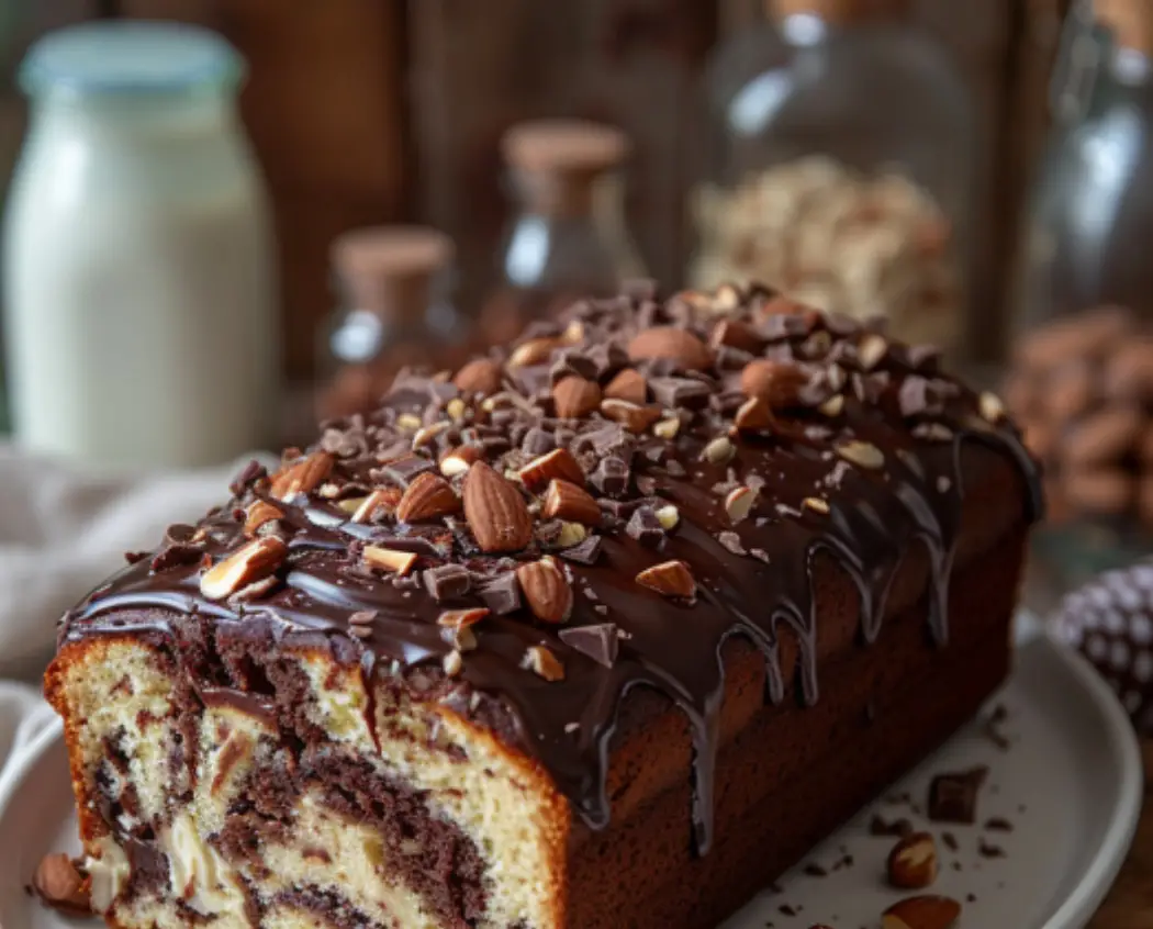 Chocolate Marble Pound Cake with Almonds