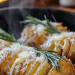 Garlic Butter Hasselback Potatoes with Rosemary and Parmesan