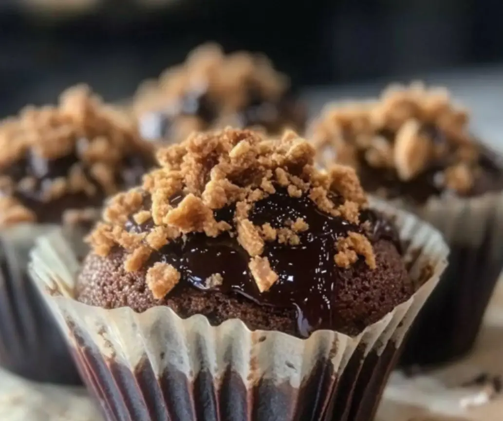 Chocolate Crumble Cupcakes with Ganache