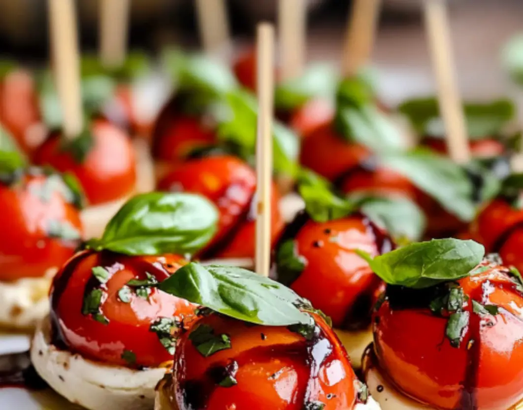 Caprese Salad Skewers with Balsamic Glaze